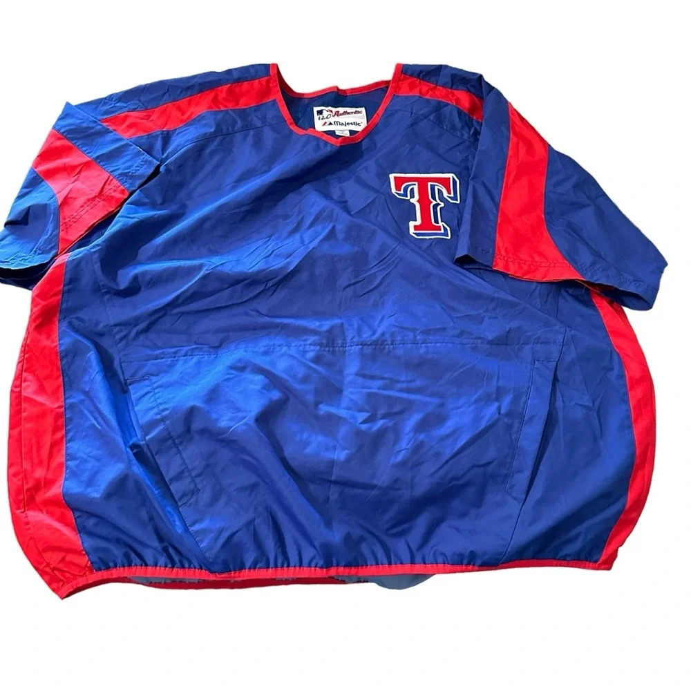 Authentic Majestic Texas Rangers blue and red MLB pullover size XXL